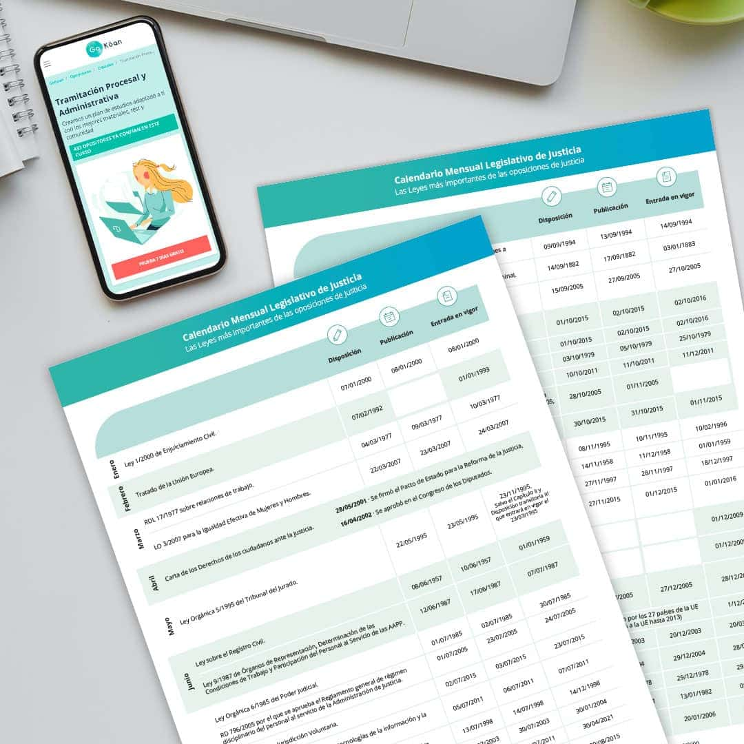 Descarga gratis el calendario mensual legislativo para las oposiciones de justicia