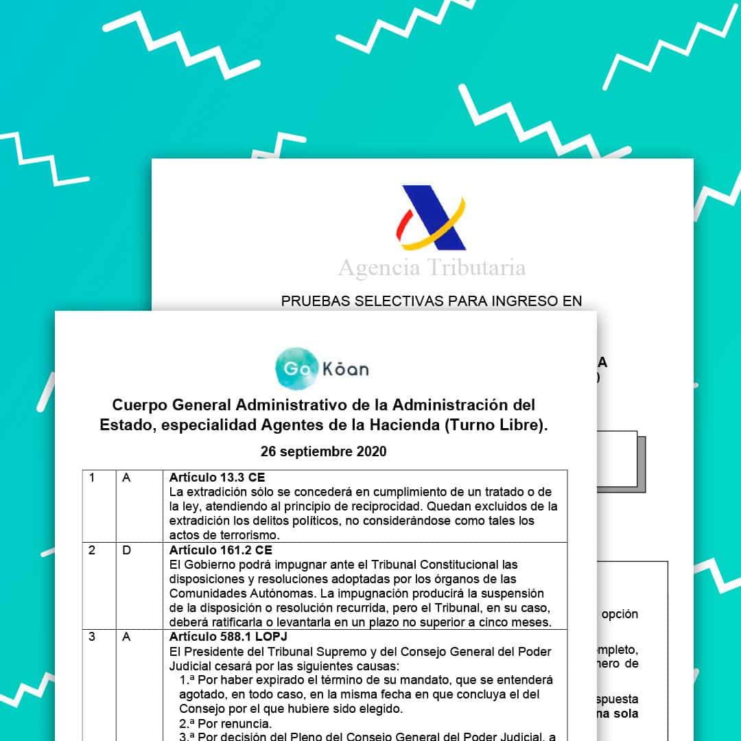 Plantilla correctora examen oficial Agente de Hacienda Pública